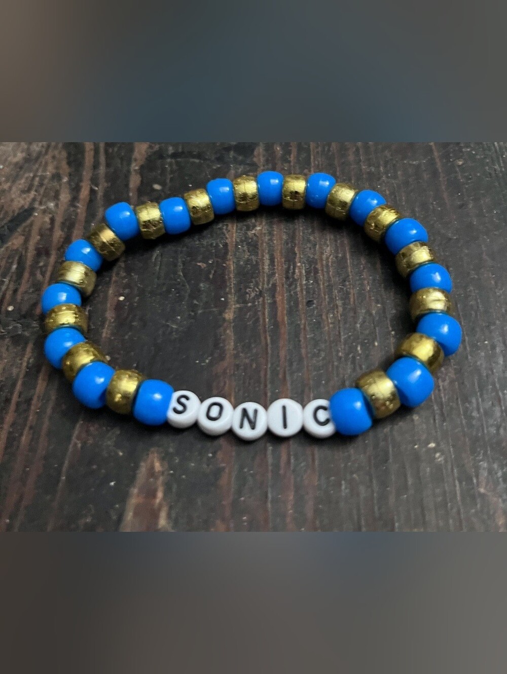 Sonic the Hedgehog 'Sonic' Handmade Beaded Kandi Bracelet